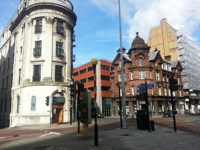A typical Manchester street scape. Old and new mixed together. We found the cities of this era looked at lot like Australia.